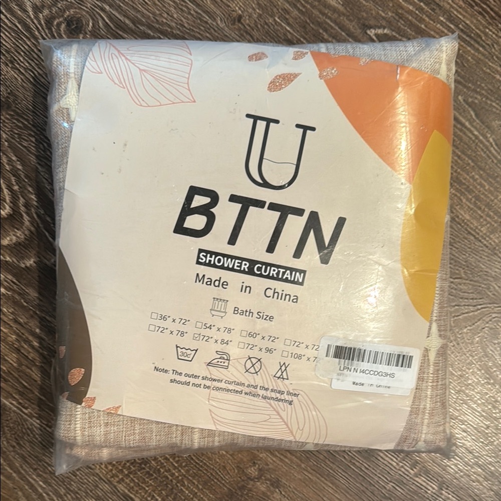 BTTN Shower Curtain with Leaf Design